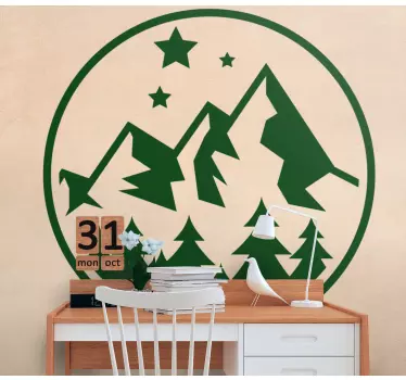 Nature wall sticker mountainous forest scene - TenStickers