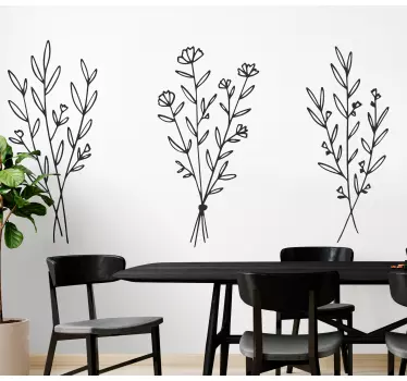 Nature wall sticker ornate floral design - TenStickers