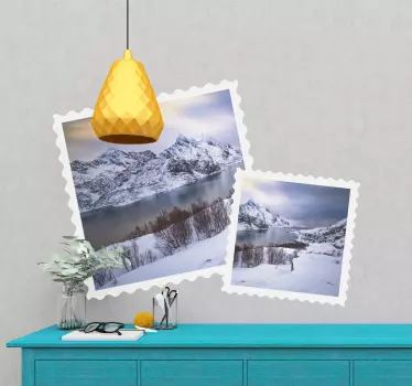 Nature wall sticker picturesque mountain view - TenStickers