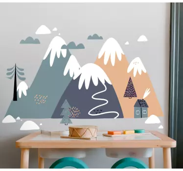 Nature wall sticker playful mountain landscape - TenStickers