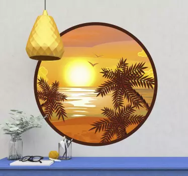 Nature wall sticker serene sunset view - TenStickers