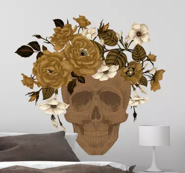Nature wall sticker skull floral design - TenStickers