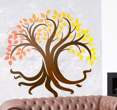 Nature wall sticker stylized autumn tree - TenStickers