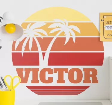 Nature wall sticker sunset palm silhouette - TenStickers