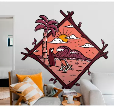 Nature wall sticker tropical beach scene - TenStickers