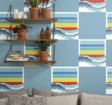 Nature wall sticker waves and stripes design - TenStickers