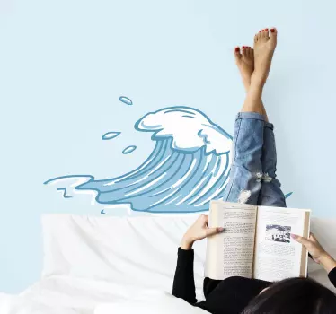 Nature wall sticker waves illustration - TenStickers