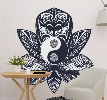 Nature wall sticker yin yang lotus design - TenStickers