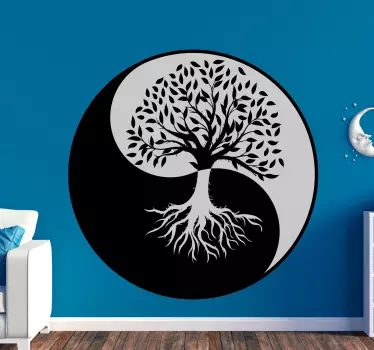 Nature wall sticker yin yang tree design - TenStickers