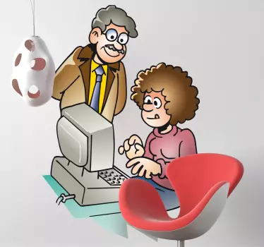 Office Computer Teacher Wall Sticker - TenStickers