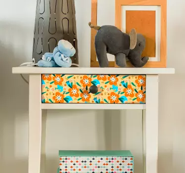 orange flowers decals for furniture - TenStickers