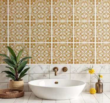 Oriental yellow bathroom tile sticker - TenStickers