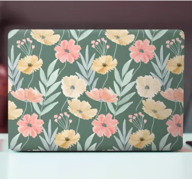 Original watercolor floral pattern laptop stickers - TenStickers