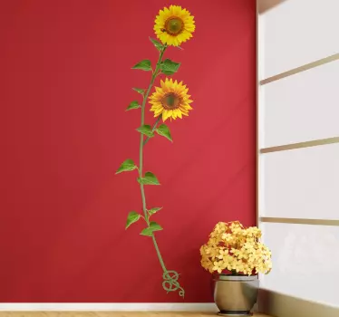 Ornamental Sunflower living room flower wall sticker - TenStickers