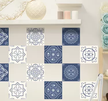 Ornamental floral bathroom tile sticker - TenStickers
