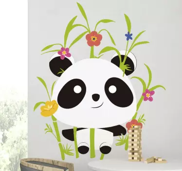 Bamboo tree with pandas wild animal wall sticker - TenStickers
