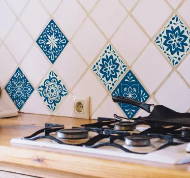 Pantone classic blue hydraulic tiles sticker - TenStickers