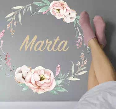 Customisable name flower wall sticker - TenStickers