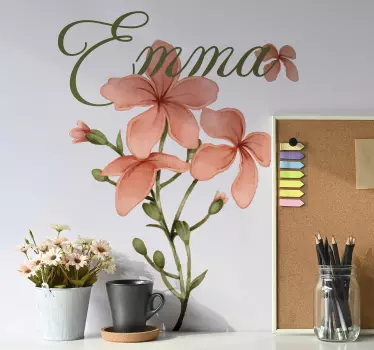 Personalised floral name wall sticker - TenStickers