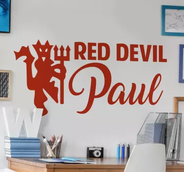 Personalised Man united football sticker for wall - TenStickers