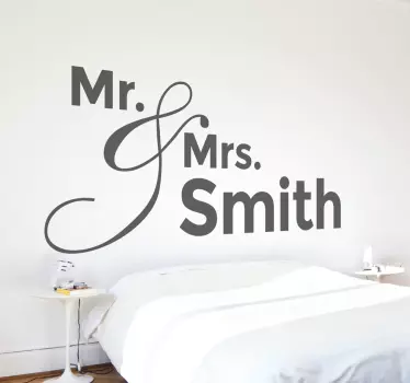 Personalised Mr & Mrs Headboard Wall Sticker - TenStickers