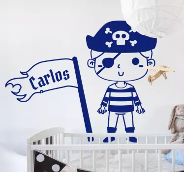 Personalizable pirate nautical sticker - TenStickers