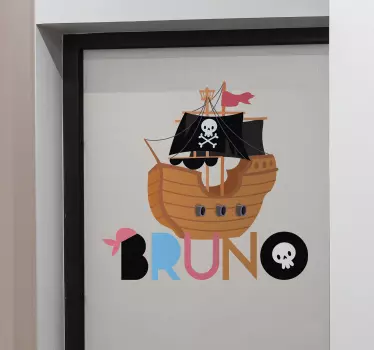 personalized pirate name glass door sticker - TenStickers