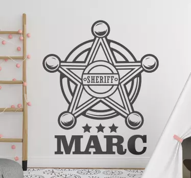 Personalized Sheriff Star Name quote wall sticker - TenStickers
