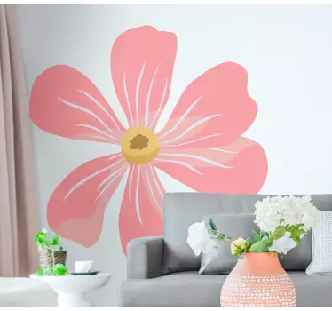 Pink floral design flower wall sticker - TenStickers