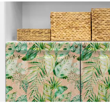 Pink floral leaves design decals for furniture - TenStickers