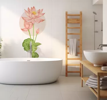Pink flower wall sticker to bathroom - TenStickers