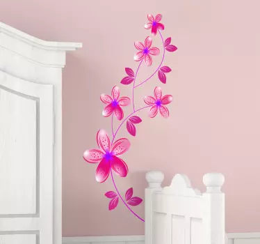 Cherry Blossom Flower Living Room Wall Sticker - TenStickers