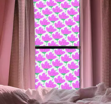 Pink flowers window decal - TenStickers