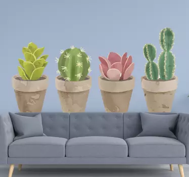 Plant sticker cactus pot collection - TenStickers