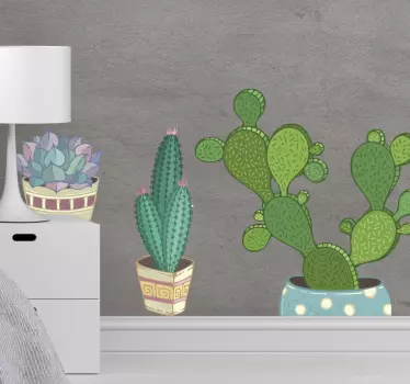 Plant sticker cactus potted arrangement - TenStickers