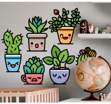 Plant sticker cute potted succulents - TenStickers