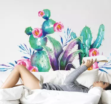 Plant sticker vibrant cactus arrangement - TenStickers
