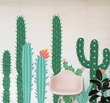 Plant sticker vibrant cactus cluster - TenStickers