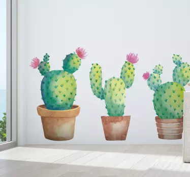 Plant sticker vibrant cactus trio - TenStickers