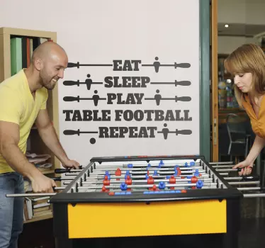 Play Football Table And Repeat Quote Sticker - TenStickers