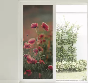 Polish poppy flowers window decal - TenStickers