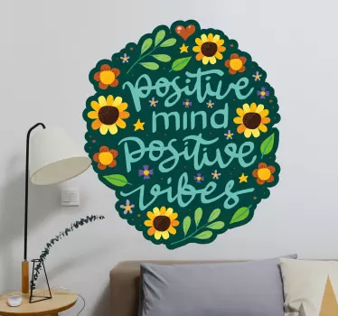 Positive Mind Positive Vibes quote wall sticker - TenStickers