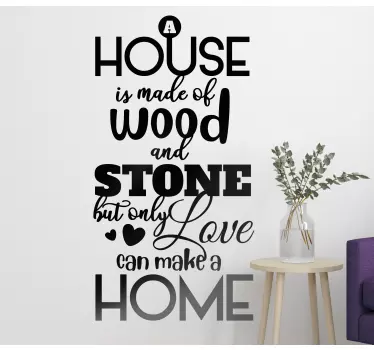 Quote wall sticker a house is made of love - TenStickers