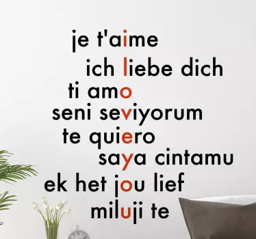 Quote wall sticker love in languages - TenStickers