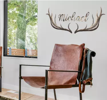 Quote wall sticker personalized antler name - TenStickers