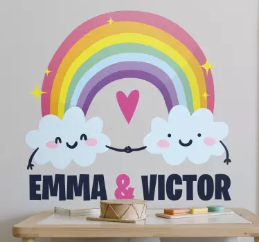 Quote wall sticker rainbow love clouds - TenStickers