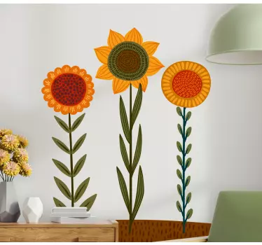 Radiant floral trio flower wall sticker - TenStickers