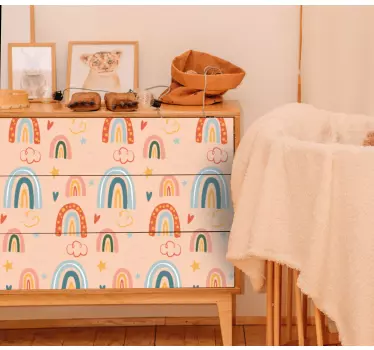 Rainbow theme pastel colors furniture sticker - TenStickers