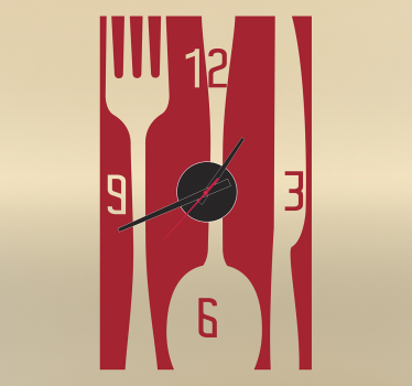 Rectangular Cutlery stick on wall clock - TenStickers