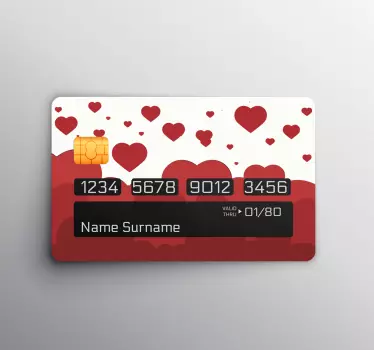 Red heart cloud pattern bank card sticker - TenStickers